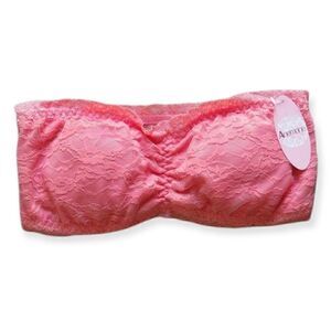 Floral Lace Bandeau Bralette Coral